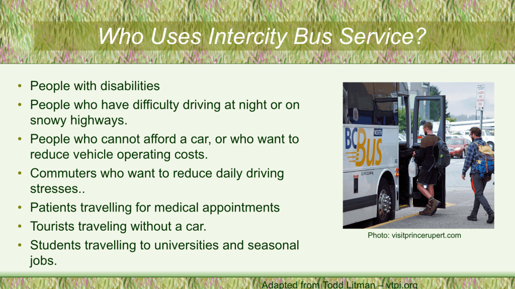 Who uses intercity bus service? slide from our launch event